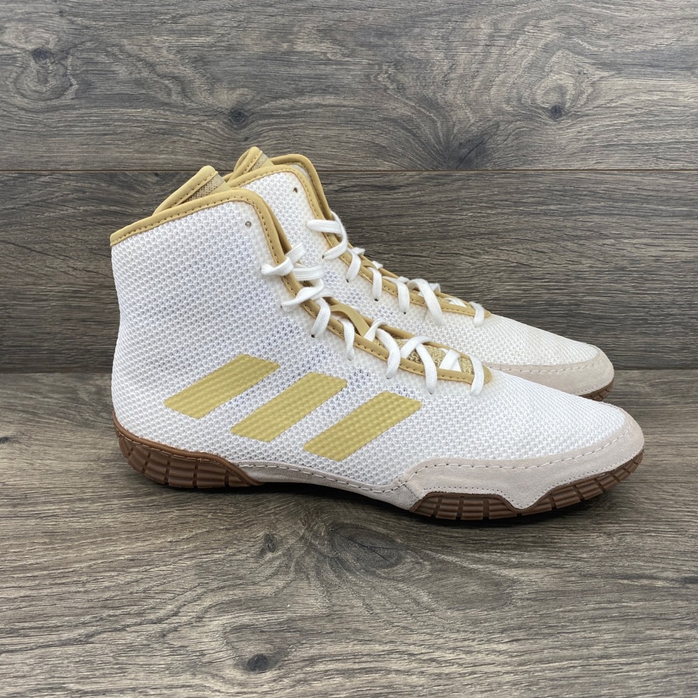 Adidas Mat Wizard 5 Wrestling Shoes Mens 9.5 White Gold FZ5389 High Top